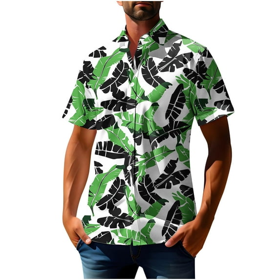 ZCFZJW Summer Men's Hawaiian Shirt Big and Tall Regular Fit Short Sleeve Floral Print Button Down Shirts Tropical Vacation Beach Shirts Tops Multicolor#14 XXXXL