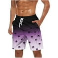 thumbnail image 1 of ZCFZJW Summer Mens Fashion Beach Hawaiian Shorts with Pockets Lightweight Casual Tie Dye Tropical Printed Drawtring Elastic Waist Bathing Suit Quick Dry Swim Trunks Boardshorts Purple XL, 1 of 5