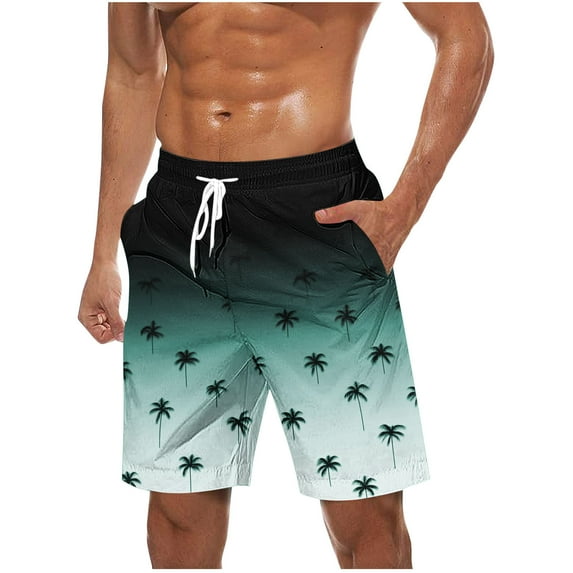ZCFZJW Summer Mens Fashion Beach Hawaiian Shorts with Pockets Lightweight Casual Tie Dye Tropical Printed Drawtring Elastic Waist Bathing Suit Quick Dry Swim Trunks Boardshorts Green XXL