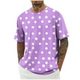 thumbnail image 1 of ZCFZJW Summer Short Sleeve T-Shirts for Men Big and Tall Regular Fit Casual Polka Dot Print Crewneck Basic Workout Tees Tops Purple XXXL, 1 of 5