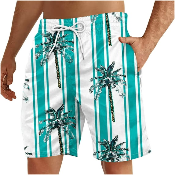 ZCFZJW Summer Swim Trunks for Men Quick Dry Tropical Palm Tree Print Elastic Waist Bathing Suit Swimwear Lightweight Casual Beach Board Shorts with Pockets Multicolor#04 XXL