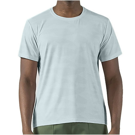 ZCFZJW Summer T-Shirts for Men Big and Tall Regular Fit Casual Short Sleeve Round Neck Plain T Shirt Loose Lightweight Comfy Pullover Tops Light Blue M