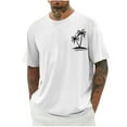 thumbnail image 1 of ZCFZJW Summer T-Shirts for Men Big and Tall Regular Fit Casual Tropical Palm Tree Print Short Sleeve Crewneck Basic Workout Tees Shirt Tops White XL, 1 of 5
