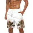 thumbnail image 1 of ZCFZJW Summer Tropical Floral Print Beach Hawaiian Shorts for Men Lightweight Quick Dry Drawstring Elastic Waist Bathing Suit Trendy Holiday Vacation Swim Trunks with Pockets Khaki XXXL, 1 of 5