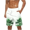 thumbnail image 1 of ZCFZJW Summer Tropical Floral Print Beach Hawaiian Shorts for Men Lightweight Quick Dry Drawstring Elastic Waist Bathing Suit Trendy Holiday Vacation Swim Trunks with Pockets Green S, 1 of 5