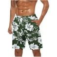 thumbnail image 1 of ZCFZJW Summer Tropical Palm Tree Print Swim Trunks for Men Lightweight Casual Quick Dry Drawstring Elastic Waist Beach Hawaiian Shorts Pants with Pockets Army Green S, 1 of 5