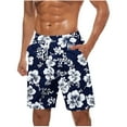thumbnail image 1 of ZCFZJW Summer Tropical Palm Tree Print Swim Trunks for Men Lightweight Casual Quick Dry Drawstring Elastic Waist Beach Hawaiian Shorts Pants with Pockets Blue XXL, 1 of 5