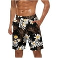 thumbnail image 1 of ZCFZJW Summer Tropical Palm Tree Print Swim Trunks for Men Lightweight Casual Quick Dry Drawstring Elastic Waist Beach Hawaiian Shorts Pants with Pockets Brown M, 1 of 5