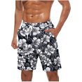 thumbnail image 1 of ZCFZJW Summer Tropical Palm Tree Print Swim Trunks for Men Lightweight Casual Quick Dry Drawstring Elastic Waist Beach Hawaiian Shorts Pants with Pockets Silver S, 1 of 5
