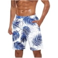 thumbnail image 1 of ZCFZJW Summer Tropical Palm Tree Print Swim Trunks for Men Lightweight Casual Quick Dry Drawstring Elastic Waist Beach Hawaiian Shorts Pants with Pockets Sky Blue XL, 1 of 5
