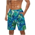 thumbnail image 1 of ZCFZJW Summer Tropical Print Beach Swim Trunks for Men Lightweight Quick Dry Drawstring Elastic Waist Bathing Suit Trendy Holiday Vacation Board Shorts with Pockets Blue XXL, 1 of 5