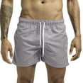 thumbnail image 1 of ZCFZJW Swim Trunks Mens 3 Inch Mesh Liner Drawstring Elastic Waist Men's Swimwear Bathing Suit Short Swimming Trunks for Men Beach Shorts with Zipper Pockets Gray M, 1 of 5