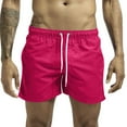 thumbnail image 1 of ZCFZJW Swim Trunks Mens 3 Inch Mesh Liner Drawstring Elastic Waist Men's Swimwear Bathing Suit Short Swimming Trunks for Men Beach Shorts with Zipper Pockets Hot Pink L, 1 of 5
