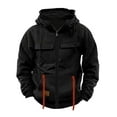 thumbnail image 1 of ZCFZJW Tactical Hoodies for Men 2025 Full Zip Pullover Vintage Drawstring Hooded Pullover Sweatshirt Tops Casual Long Sleeve Cargo Hoodies with Pocket Black XXXL, 1 of 5