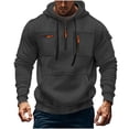 thumbnail image 1 of ZCFZJW Tactical Hoodies for Men Lightweight Casual Drawstring Long Sleeve Hooded Workout Sweatshirts Trendy Baggy Athletic Pullover Tops with Multi-Pockets Dark Gray S, 1 of 6