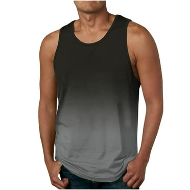 ZCFZJW Tie Dye Print Men's Tank Top Casual Gradient Color Sleeveless Round Neck Cami Vest Trendy Pullover Tops Loose Regular Fit Beach Hawaiian Tshirt Gray XXXXXL