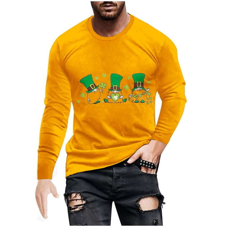 ZCFZJW Tie Dye Print T Shirts for Men Saint Patrick Men's 3D Printed Long  Sleeve T-shirt Casual Graphic Crewneck Sweatshirts Holdaiy Tees Shirt Black