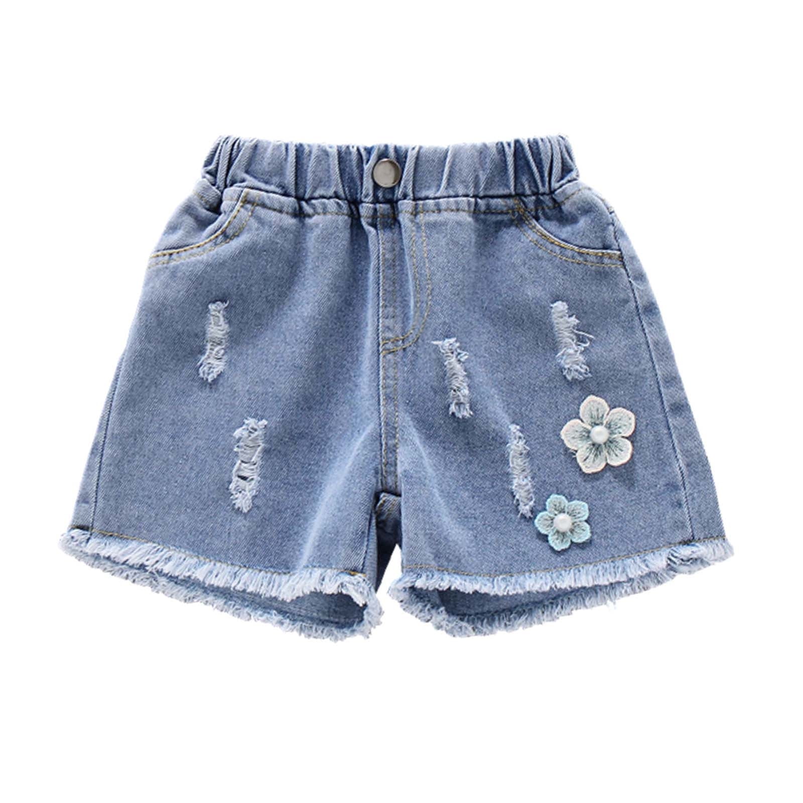 1-6Y Toddler Kids Baby Girl Clothes Orange Halter Blouse Tops Vest+Holes  Denim Shorts Pants Outfits Summer 3pcs | Unilovers