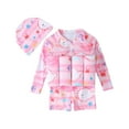 thumbnail image 1 of ZCFZJW Toddler Floatation Swimsuit with Adjustable Buoyancy Float Suit Rashguard Cute Cartoon Pattern One-Piece Training Aid Swimwear for Baby Kids Girls Boys Pink#02 2-3 Years, 1 of 7