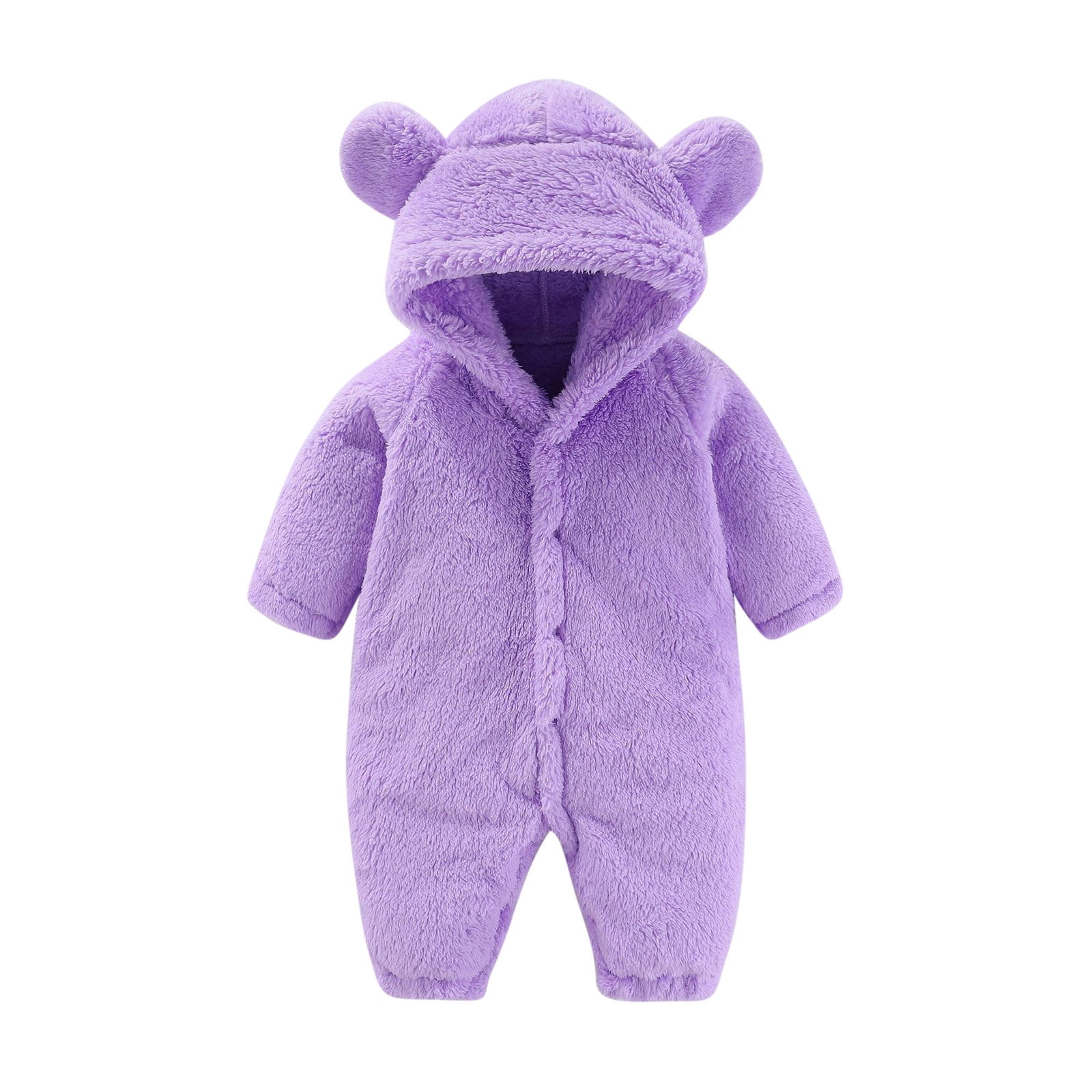 Cute Warm Hooded Baby Jumpsuit with Button Closure main image 1