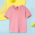 thumbnail image 1 of ZCFZJW Toddler Kids Boys Girls Summer Cotton T-Shirts Trendy Solid Color Short Sleeve Round Neck Pullover Tops Soft Cotton Basic Plain Tees Shirt Pink 2 Years, 1 of 4