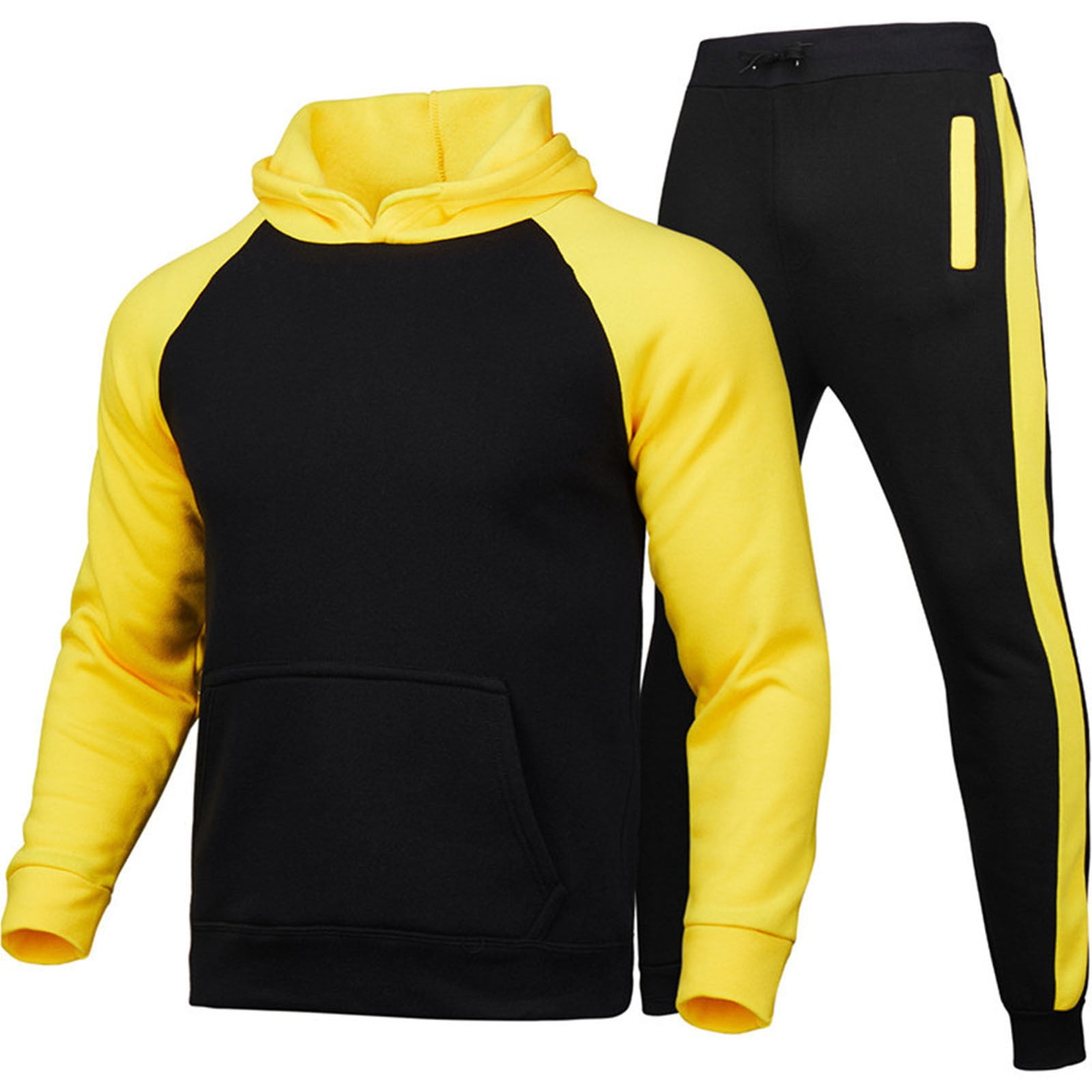 Black and cheap yellow jogging suit