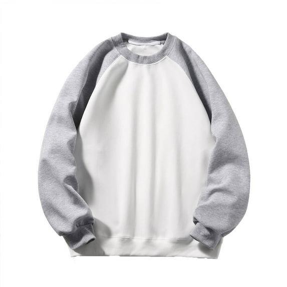 ZCFZJW Fashion Crewneck Sweatshirts for Men Big and Tall Regular Fit Casual Raglan Long Sleeve Basic Athletic T-Shirts Loose Oversized Baggy Pullover Tops White XXXL