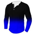 thumbnail image 1 of ZCFZJW Trendy Workout Tees Sweatshirts for Men Casual Tie Dye Gradient Print Long Sleeve Button V Neck Henley Shirts Lightweight Soft Cotton T-Shirts Blue XXL, 1 of 4