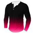 thumbnail image 1 of ZCFZJW Trendy Workout Tees Sweatshirts for Men Casual Tie Dye Gradient Print Long Sleeve Button V Neck Henley Shirts Lightweight Soft Cotton T-Shirts Hot Pink XXXL, 1 of 4