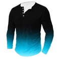 thumbnail image 1 of ZCFZJW Trendy Workout Tees Sweatshirts for Men Casual Tie Dye Gradient Print Long Sleeve Button V Neck Henley Shirts Lightweight Soft Cotton T-Shirts Light Blue XXXXXL, 1 of 4