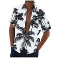 thumbnail image 1 of ZCFZJW Tropical Palm Tree Graphic Shirts for Men Summer Short Sleeve Button Down Hawaiian T-Shirts Trendy Oversized Regular Fit Beach Vacation Tees Tops Black XXL, 1 of 5
