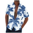 thumbnail image 1 of ZCFZJW Tropical Palm Tree Graphic Shirts for Men Summer Short Sleeve Button Down Hawaiian T-Shirts Trendy Oversized Regular Fit Beach Vacation Tees Tops Blue XXL, 1 of 5