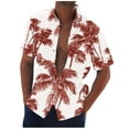 thumbnail image 1 of ZCFZJW Tropical Palm Tree Graphic Shirts for Men Summer Short Sleeve Button Down Hawaiian T-Shirts Trendy Oversized Regular Fit Beach Vacation Tees Tops Brown XXXXL, 1 of 5