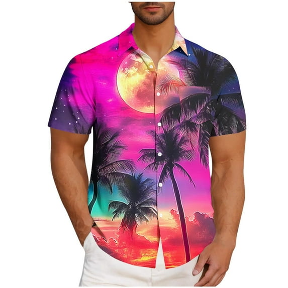 ZCFZJW Tropical Printed Summer T-Shirts for Men Big and Tall Regular Fit Casual Beach Hawaiian Tops with Pockets Trendy 2025 Outfit Clothes Multicolor#12 XXXXL