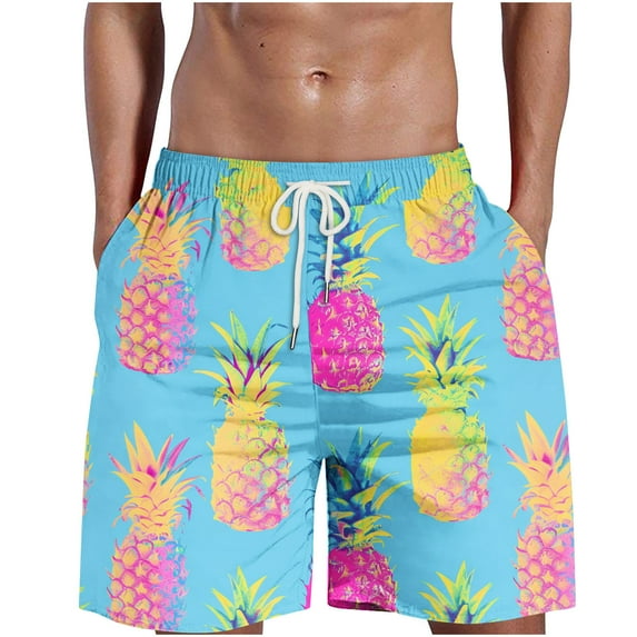 ZCFZJW Tropical Swim Trunks for Men Big and Tall Regular Fit Casual Summer Drawstring Elastic Waist Beach Board Shorts with Pockets Trendy Hawaiian Short Pants Bathing Suit Sky Blue M