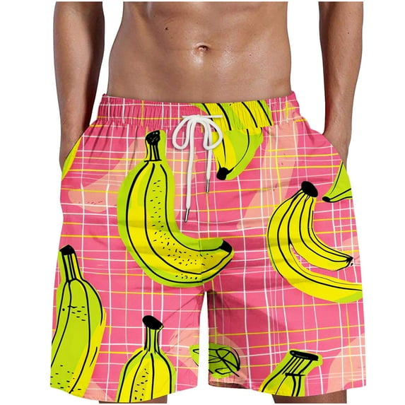 ZCFZJW Tropical Swim Trunks for Men Big and Tall Regular Fit Casual Summer Drawstring Elastic Waist Beach Board Shorts with Pockets Trendy Hawaiian Short Pants Bathing Suit Watermelon Red XXXXXL