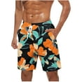 thumbnail image 1 of ZCFZJW Tropical Swim Trunks for Men Lightweight Casual Beach Hawaiian Short Pants Drawstring Elastic Waist Surfing Board Shorts with Pockets Orange XXXXXL, 1 of 5