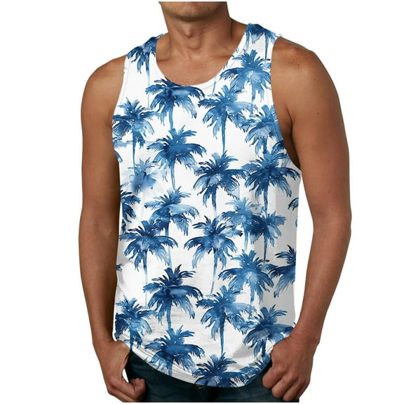 ZCFZJW Tropical Tank Tops for Women Big and Tall Regular Fit Casual Summer Beach Palm Tree Print Crewneck Graphic T-Shirts Quick Dry Workout Tees Multicolor#10 S