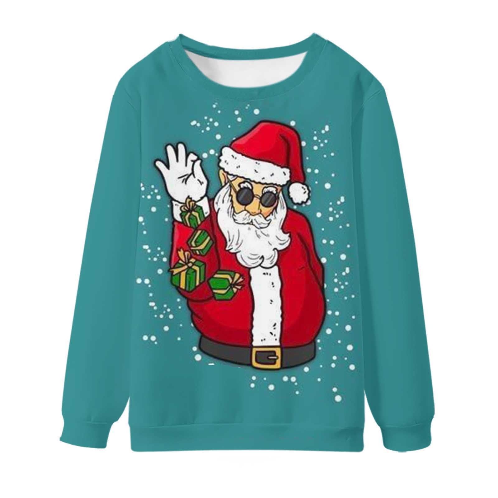 ZCFZJW Ugly Christmas Sweatshirts Funny Novelty Xmas Santa Claus