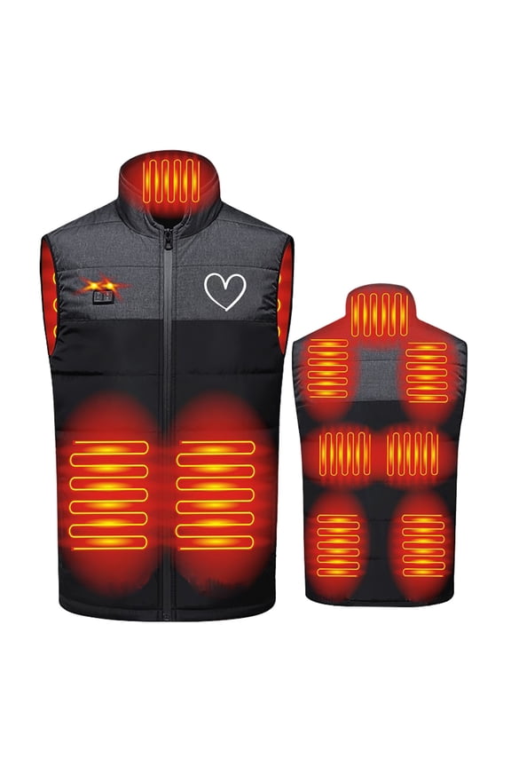 Upgade 2024 Heated Vest Men, Lightweight Funny Printed USB Rechargeable Heated Puffer Vest with Dual Control 9 Heating Zones, Winter Warm Jackets Outdoor Motorcycle Camping Fishing Skiing