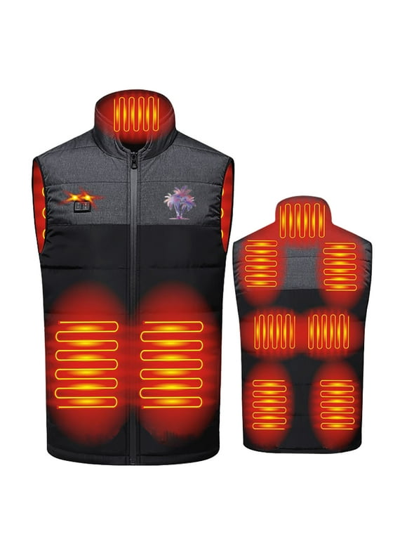 Upgade 2024 Heated Vest Men, Lightweight Funny Printed USB Rechargeable Heated Puffer Vest with Dual Control 9 Heating Zones, Winter Warm Jackets Outdoor Motorcycle Camping Fishing Skiing