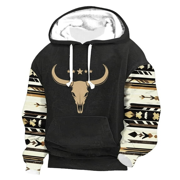 ZCFZJW Vintage Aztec Ethnic Style Print Hoodie Tops for Men Casual Drawstring Long Sleeve Hooded Pullover Sweatshirts Lightweight Cozy Outwear Coat with Pockets Multicolor#13 M