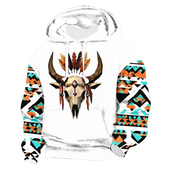 ZCFZJW Vintage Aztec Ethnic Style Print Hoodie Tops for Men Casual Drawstring Long Sleeve Hooded Pullover Sweatshirts Lightweight Cozy Outwear Coat with Pockets Multicolor#11 M