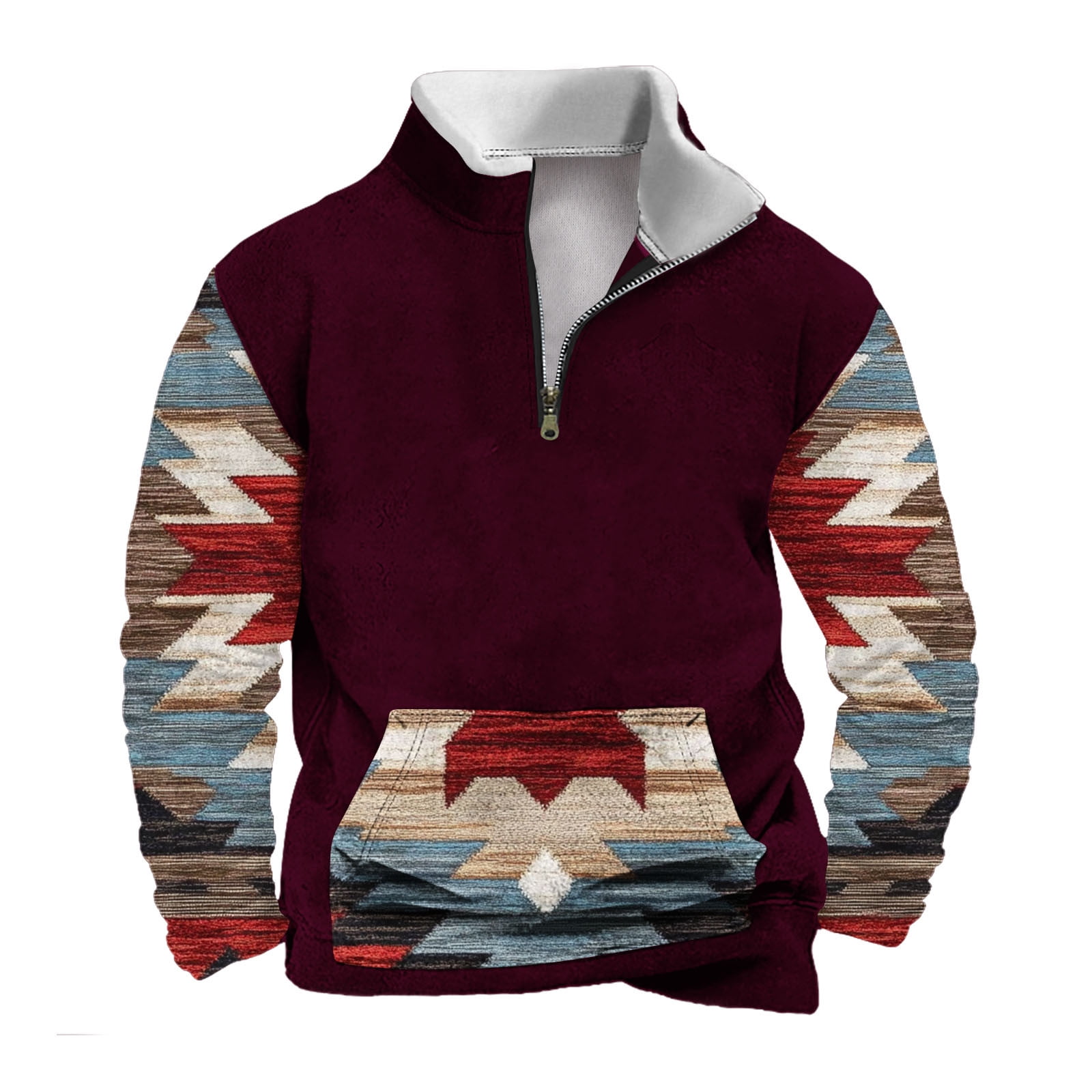 ZCFZJW Vintage Aztec Pattern Graphic Jacket Shirts for Men Big and