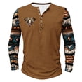 thumbnail image 1 of ZCFZJW Vintage Aztec Print Western Shirts for Men Trendy Oversized Casual Long Sleeve Patchwork Pullover Tops Big and Tall Regular Fit Graphic T-Shirts Khaki XXL, 1 of 5