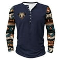 thumbnail image 1 of ZCFZJW Vintage Aztec Print Western Shirts for Men Trendy Oversized Casual Long Sleeve Patchwork Pullover Tops Big and Tall Regular Fit Graphic T-Shirts Navy M, 1 of 5