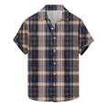 thumbnail image 1 of ZCFZJW Vintage Color Block Print T-Shirts for Men Big and Tall Regular Fit Casual Summer Short Sleeve Plaid Button Down Hawaiian Shirts Tops Multicolor#05 XXXXXL, 1 of 5