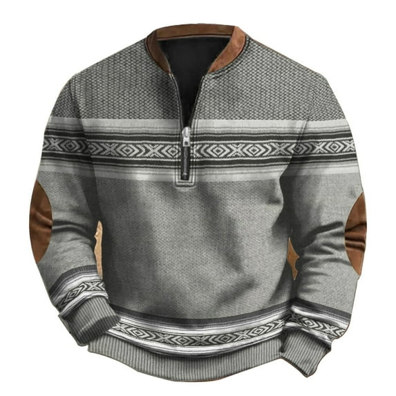 ZCFZJW Vintage Sweatshirts for Men Casual Half Zip up Long Sleeve Stand Collar Pullover Tops Loose Regular Fit Comfy Athletic Workout T-Shirts Gray#01 XXXXXL