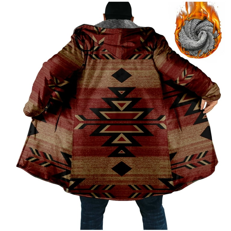 ZCFZJW Western Shirts for Men Vintage Ethnic Style Aztec Pattern