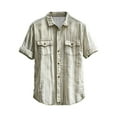 thumbnail image 1 of ZCFZJW Western Shirts for Men Vintage Printed Short Sleeve Button Down Distressed Washed T-Shirts Big and Tall Regular Fit Work Business Shirt with Pockets Beige L, 1 of 5